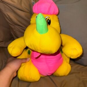 1993 Sonata Marketing Yellow Dragon Dinosaur Nylon Plush with Polka Dots 17"